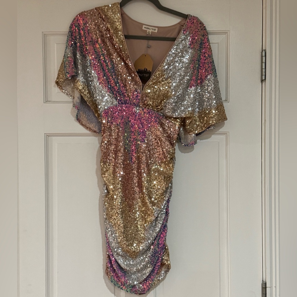 NWT Main Strip Multi-Color Sequin Mini Dress | Prom or Sorority Event Ready 💃